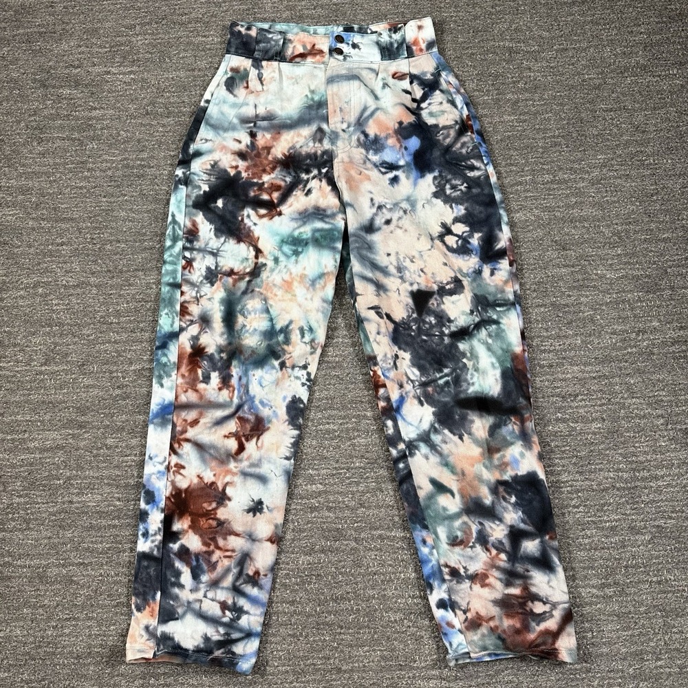 Lucy & Yak Addison Jeans Women 28X30 Tie Dye Pleated High Rise Colorful Limited